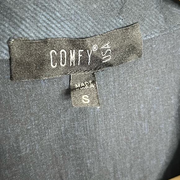 Comfy USA Women Long Sleeve Button Up Tunic Top Small Blue Gray Artsy Lagenlook - Picture 7 of 9